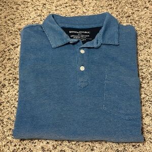 Banana Republic Textured Blue Polo Shirt